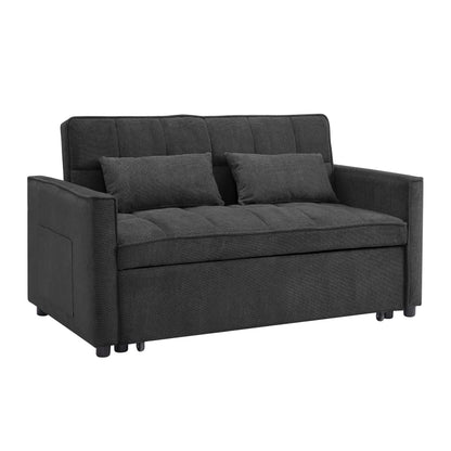 Kayla Pull-Out Sofa Bed, Charcoal Linen