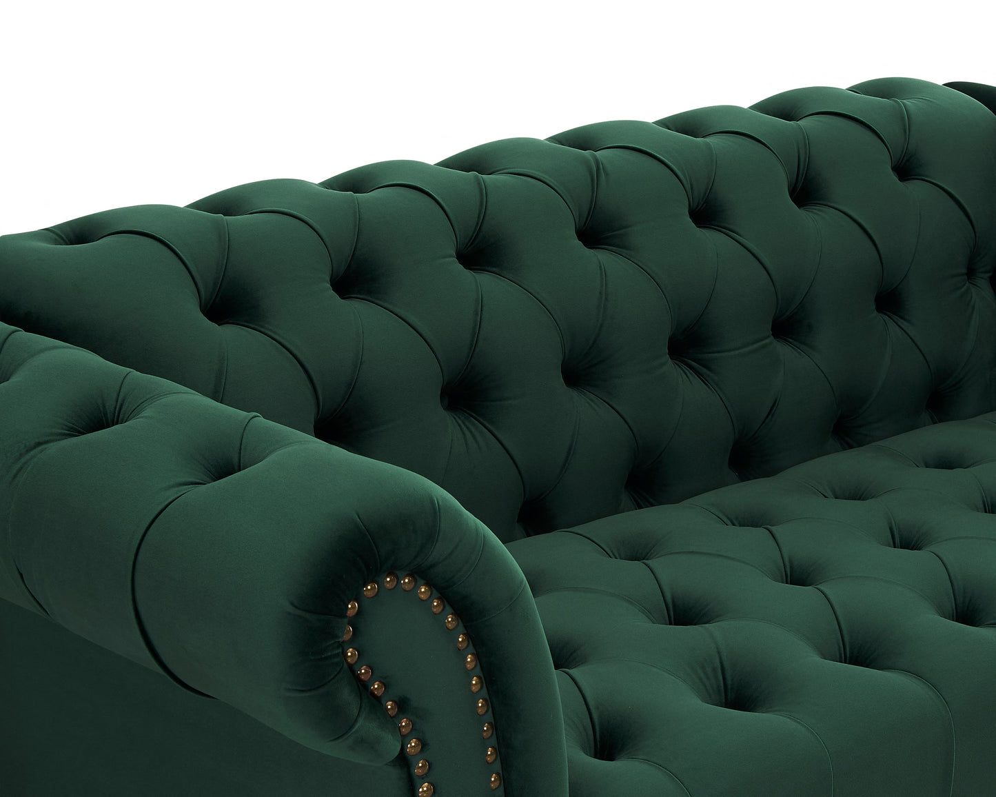 Emma Velvet 3 Seater Fabric Sofa, Green