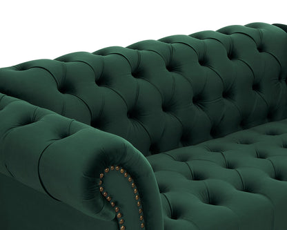 Emma Velvet 3 Seater Fabric Sofa, Green