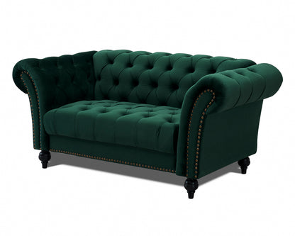 Emma Velvet 2 Seater Fabric Sofa - Green