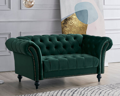 Emma Velvet 2 Seater Fabric Sofa - Green