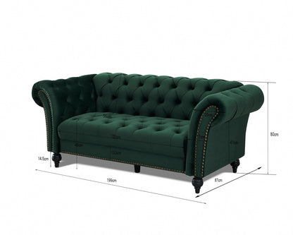 Emma Velvet 3 Seater Fabric Sofa, Green