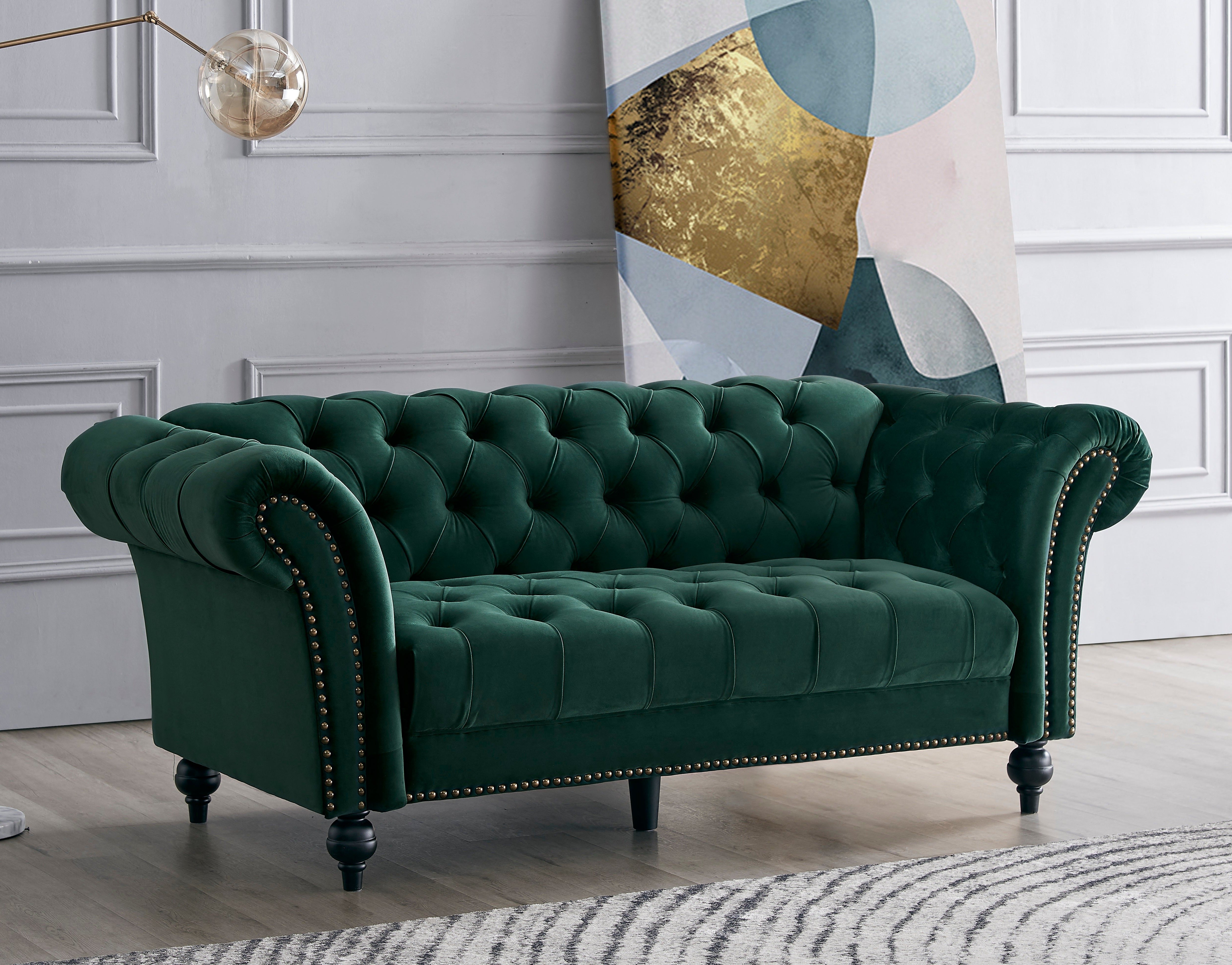 Mayfair Green Velvet Curved Sofa 3s Furniture Next Day