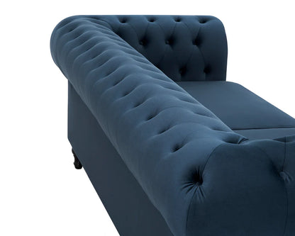 Chesterfield Pleat Midnight Blue Velvet Sofa 3s