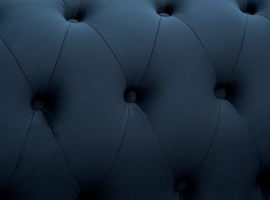 Chesterfield Pleat Midnight Blue Velvet Sofa 3s