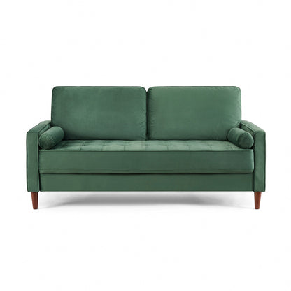 Edward Velvet Sofa 3 Seater Luxury Velvet Sofa Couch Settee Bolster Cushions, Green