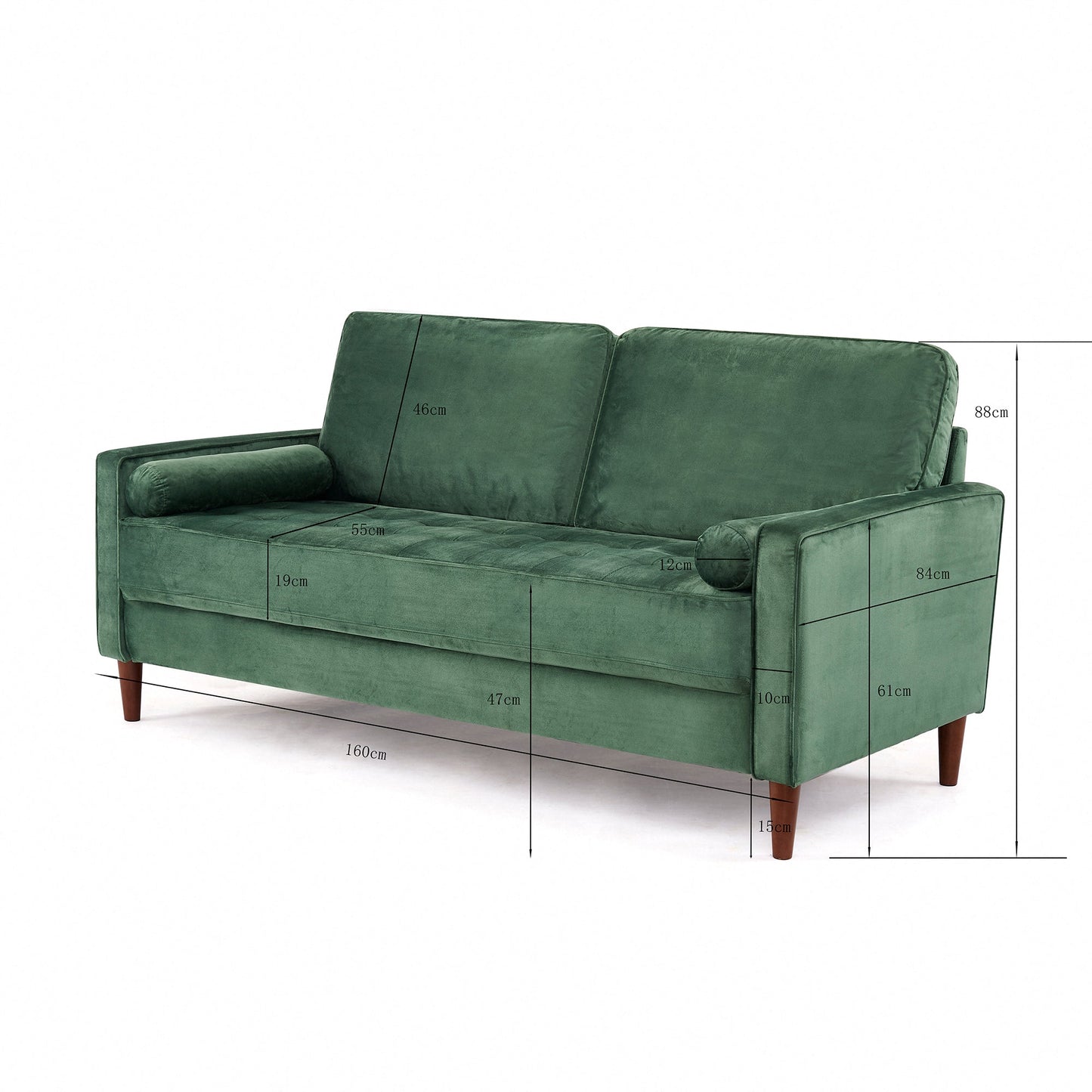 Edward 3 Seater Green Sofa