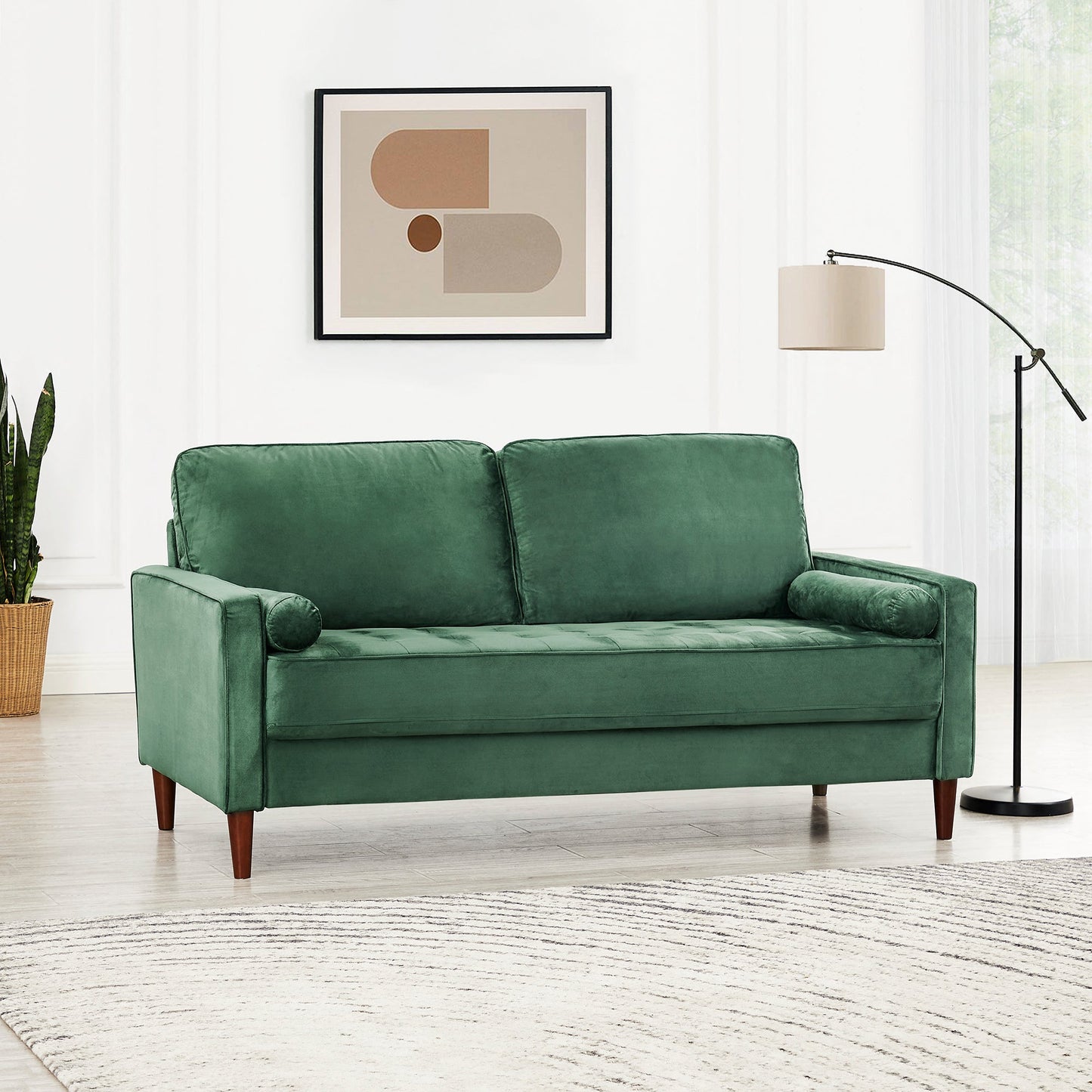 Edward 3 Seater Green Sofa