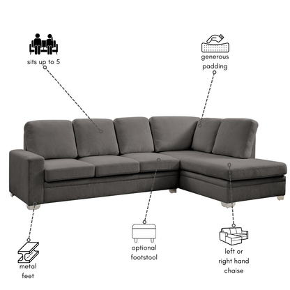 Atlas Right-Hand Corner Sofa, Dark Grey Linen