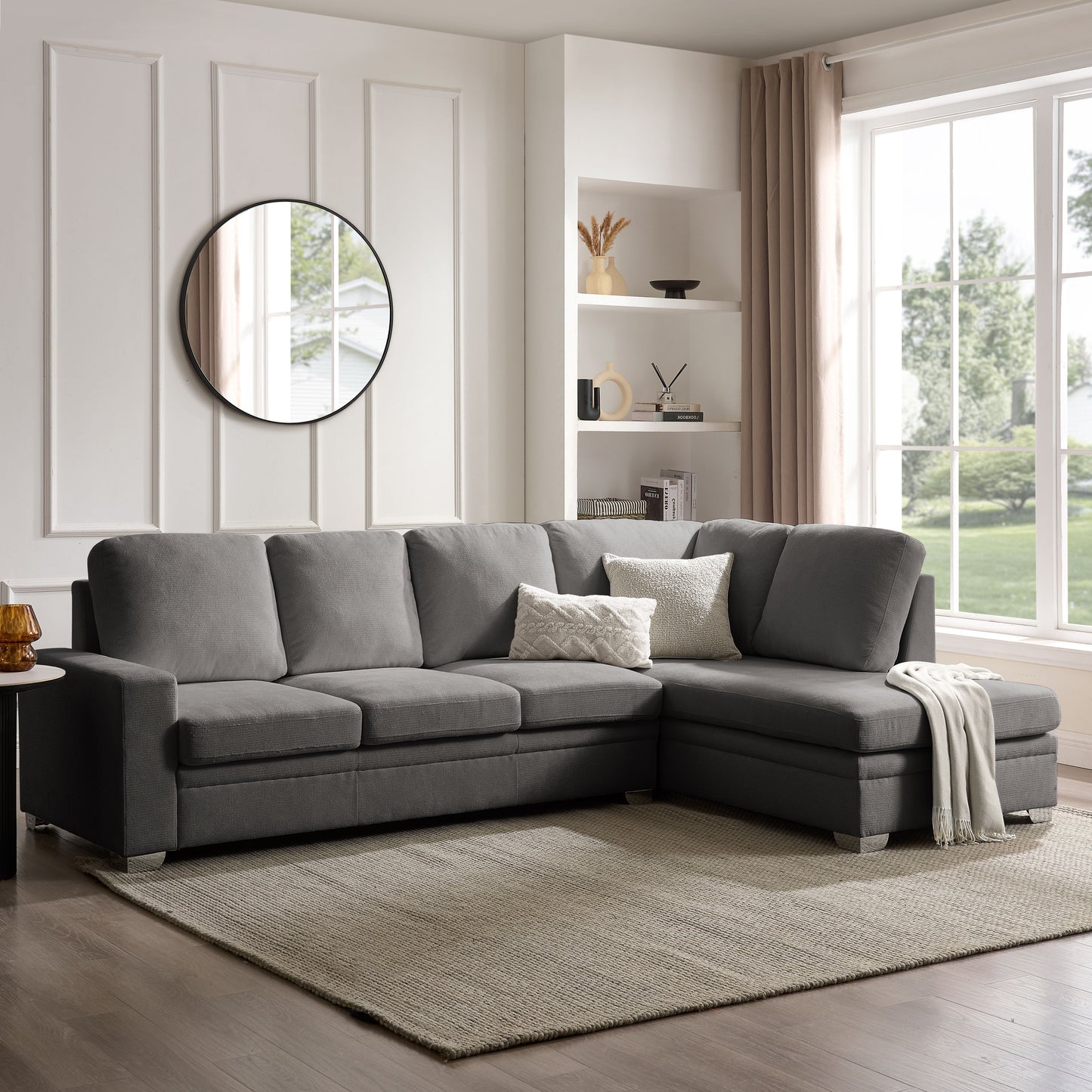 Atlas Right-Hand Corner Sofa, Dark Grey Linen