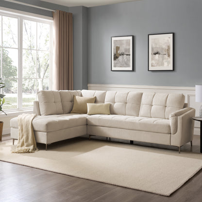 Cecilia Left-Hand Corner Sofa, Beige Linen