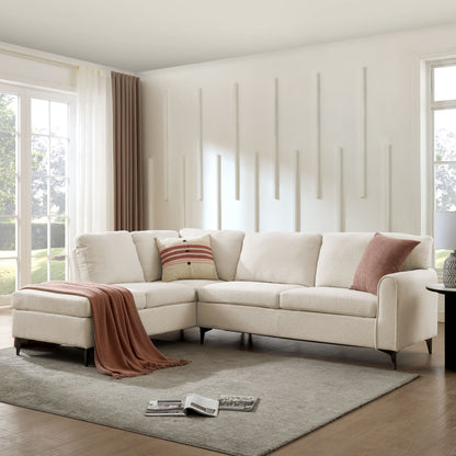 Easton Left-Hand Corner Sofa, Beige Boucle