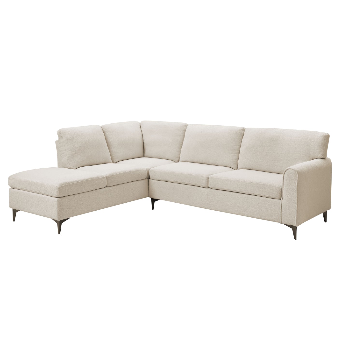 Easton Left-Hand Corner Sofa, Beige Boucle