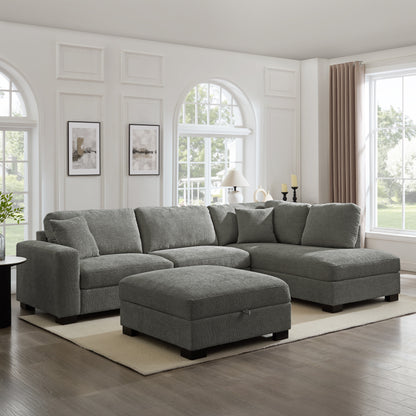 TravisStorage Footstool, Grey Chenille