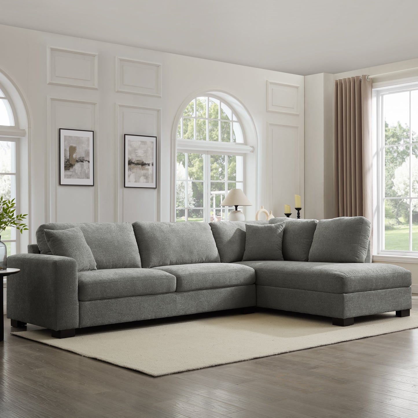 Travis Right-Hand Corner Sofa, Grey Chenille