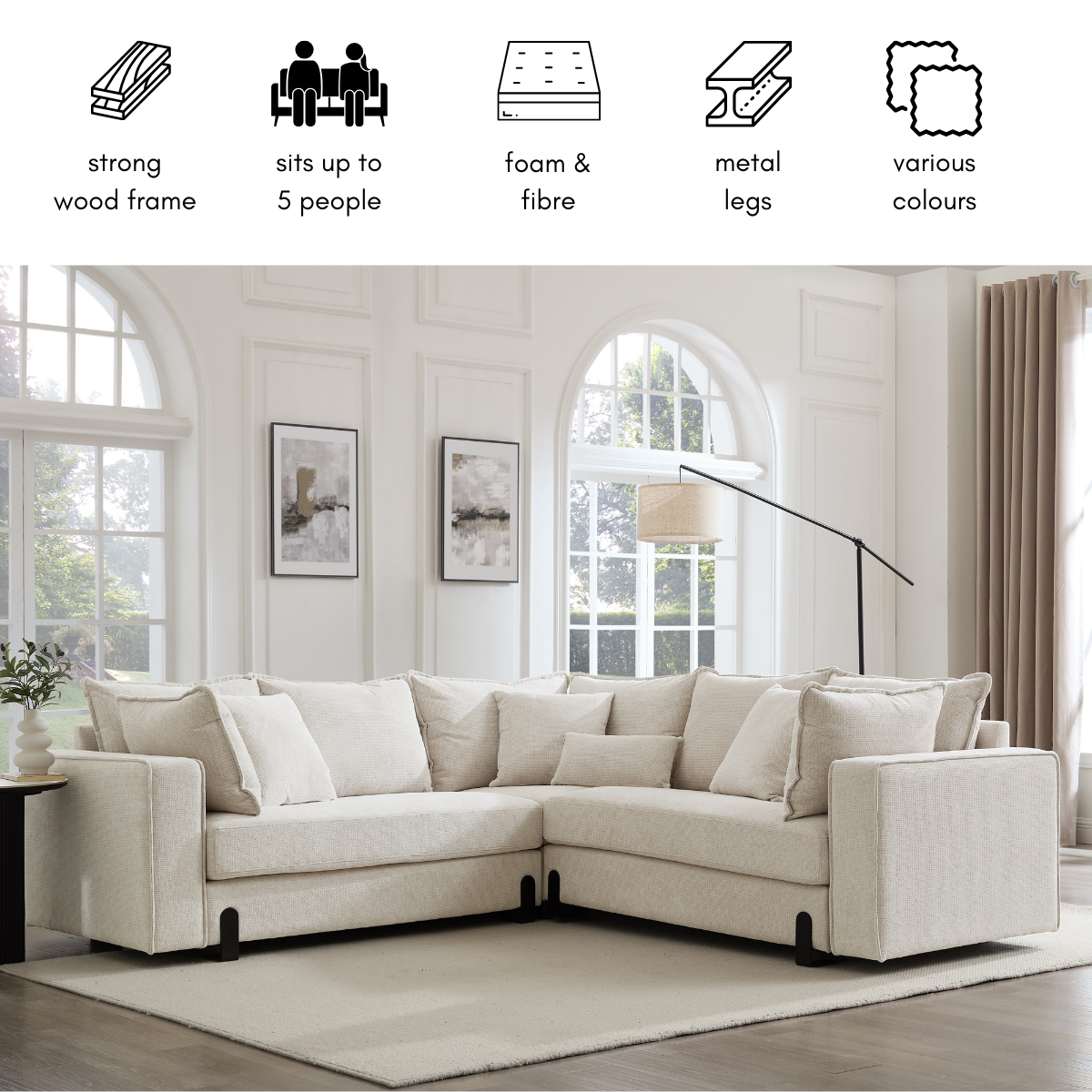 Harmony Corner Sofa, Beige Linen