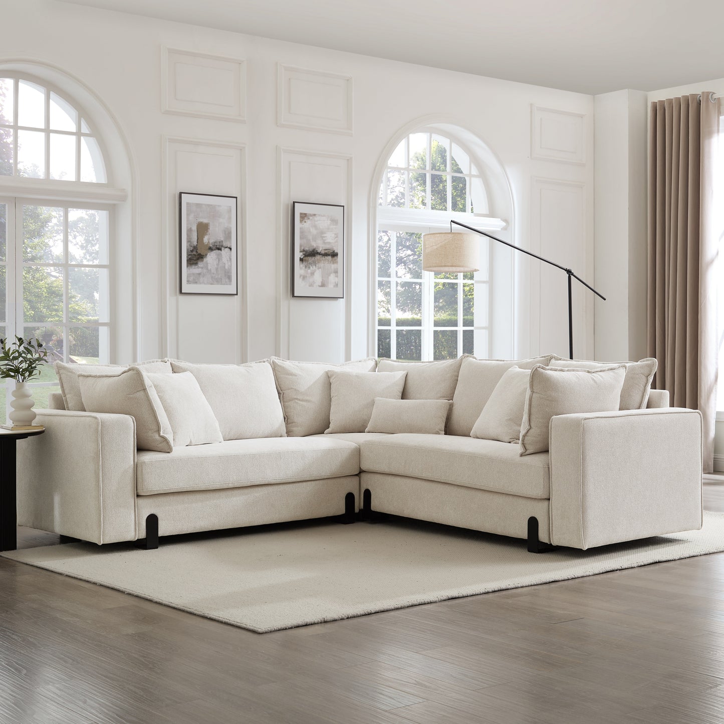Harmony Corner Sofa, Beige Linen