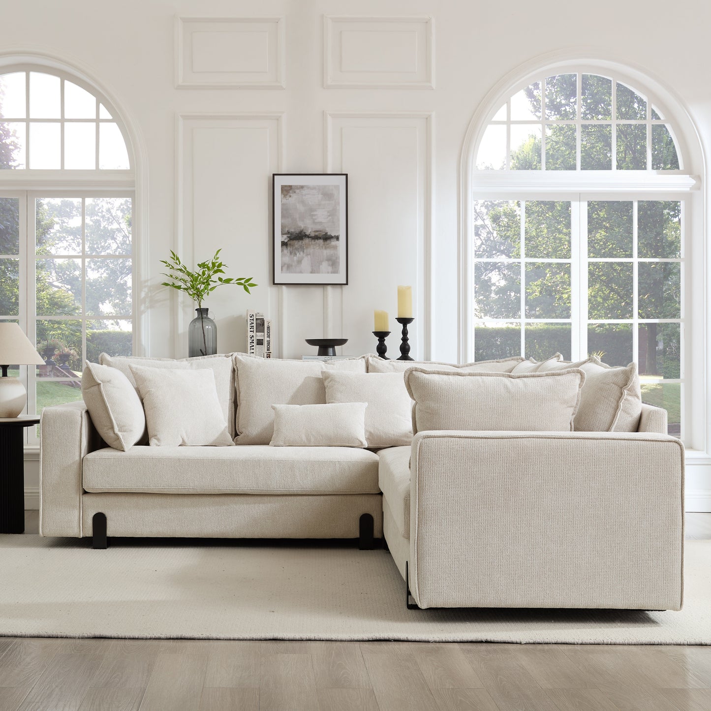 Harmony Corner Sofa, Beige Linen