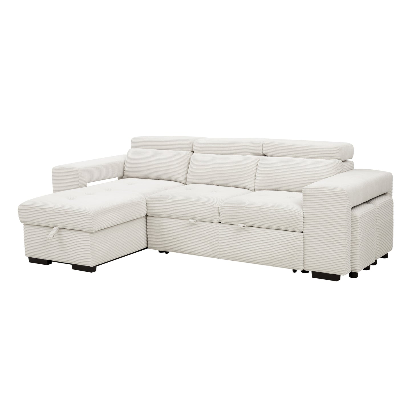 Clara Sofa Bed With Chaise, Cream Jumbo Cord