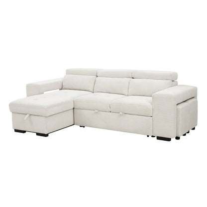 Clara Sofa Bed With Chaise, Cream Jumbo Cord