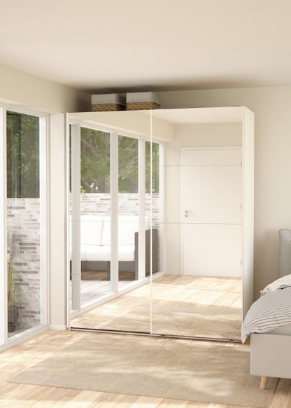 Bergamo Robe 2 Door Sliding Robe, Both Mirrored - White 180cm
