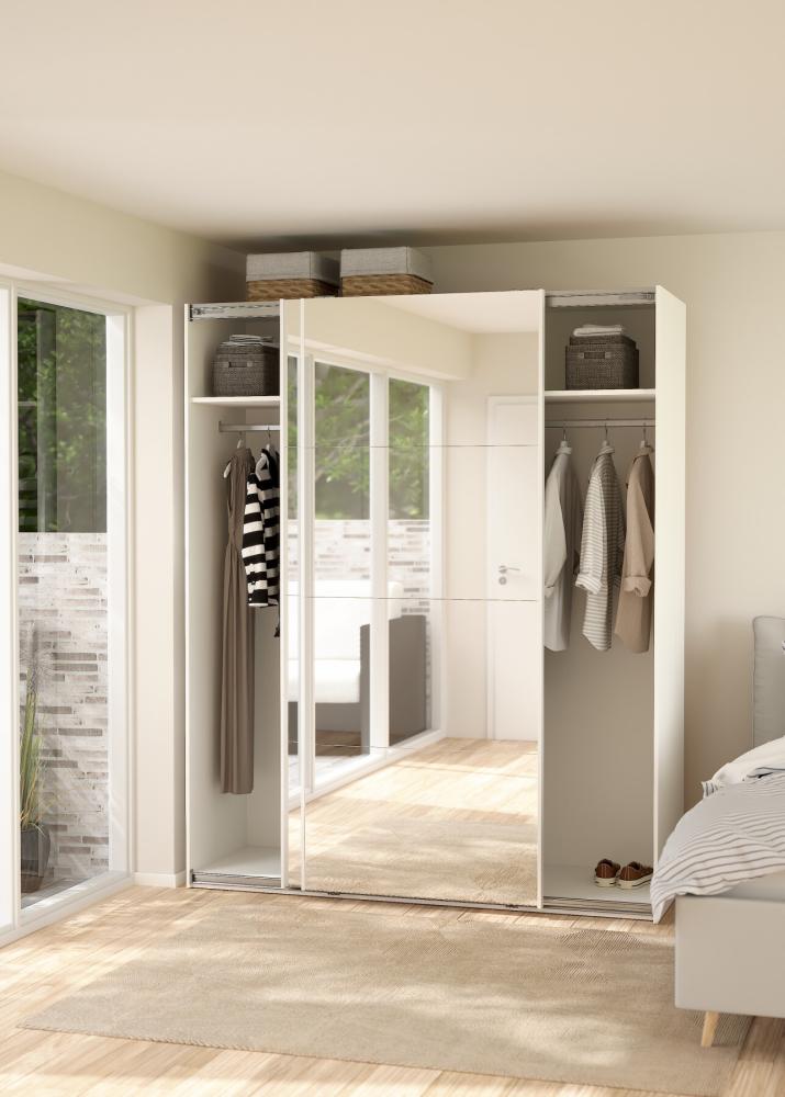 Bergamo Robe 2 Door Sliding Robe, Both Mirrored - White 180cm