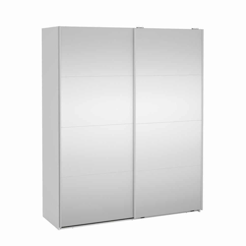 Bergamo Robe 2 Door Sliding Robe, Both Mirrored - White 180cm
