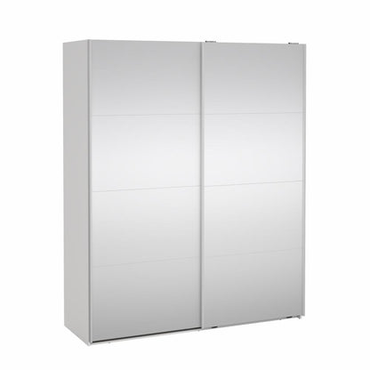 Bergamo Robe 2 Door Sliding Robe, Both Mirrored - White 180cm