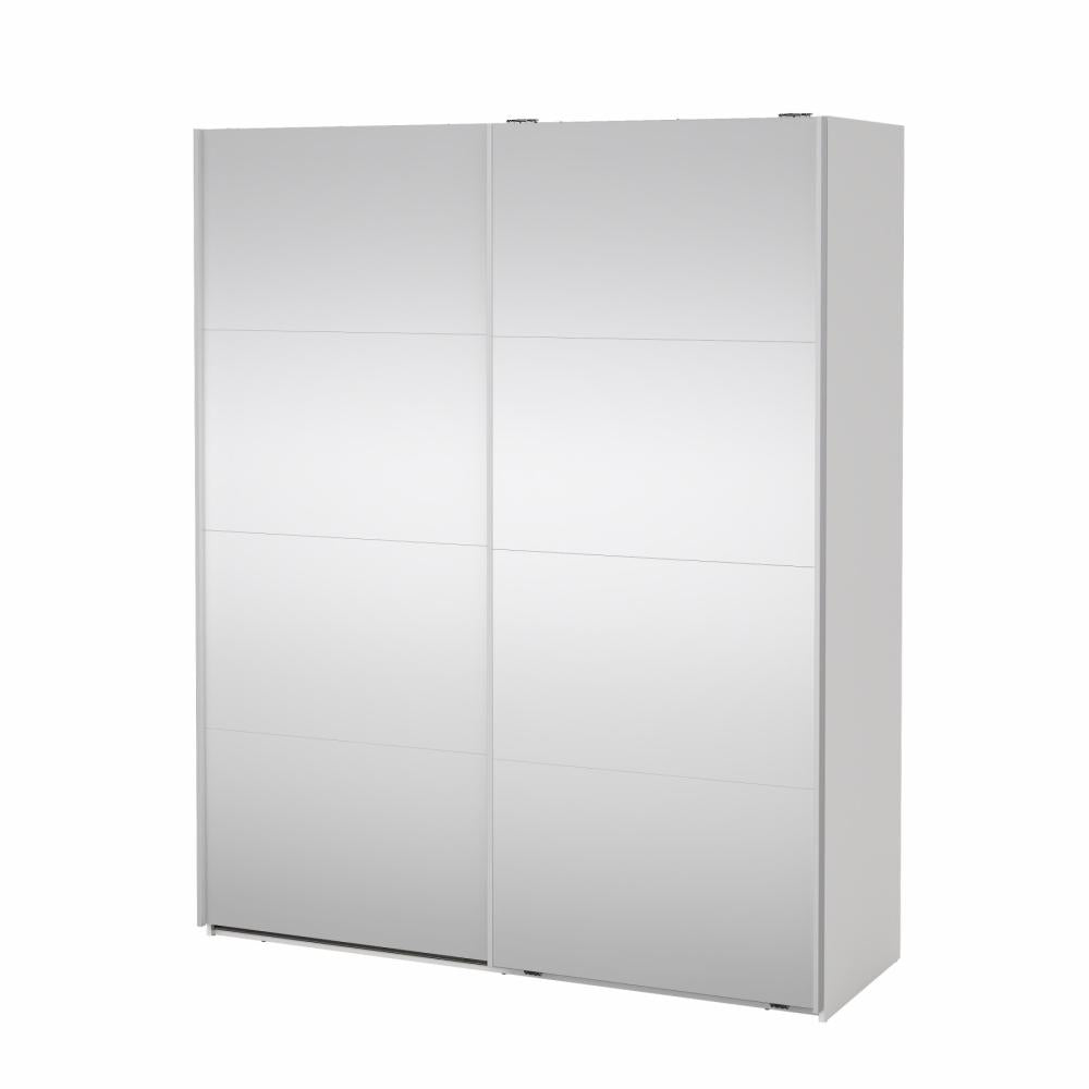 Bergamo Robe 2 Door Sliding Robe, Both Mirrored - White 180cm