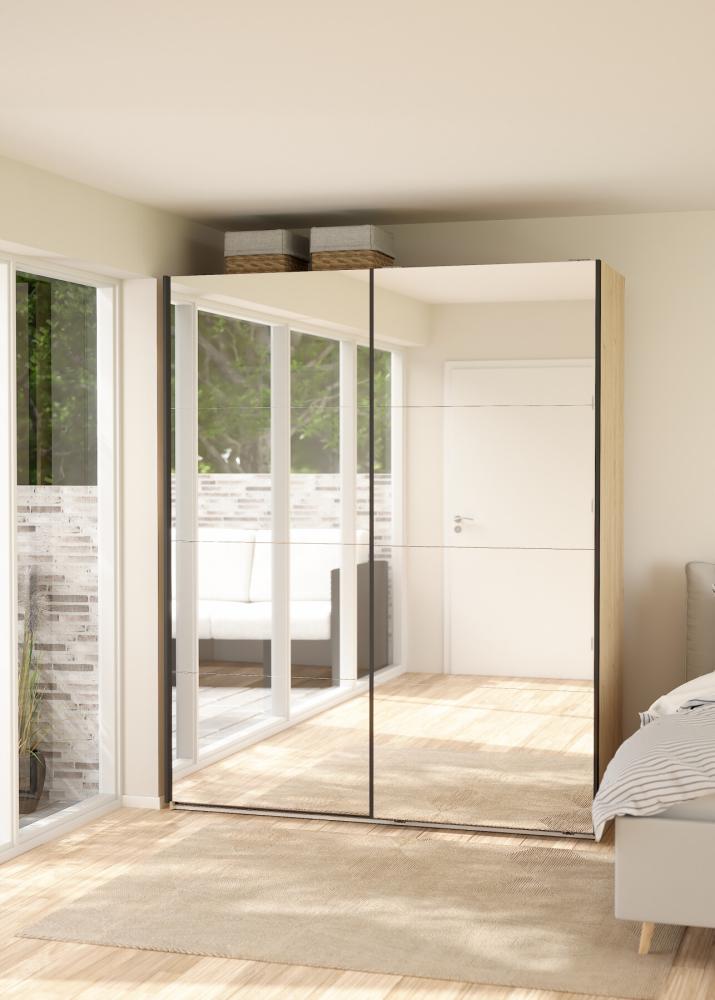 Bergamo Robe 2 Door Sliding Robe, Both Mirrored - Jackson Hickory 180cm