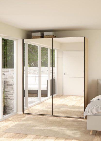 Bergamo Robe 2 Door Sliding Robe, Both Mirrored - Jackson Hickory 180cm