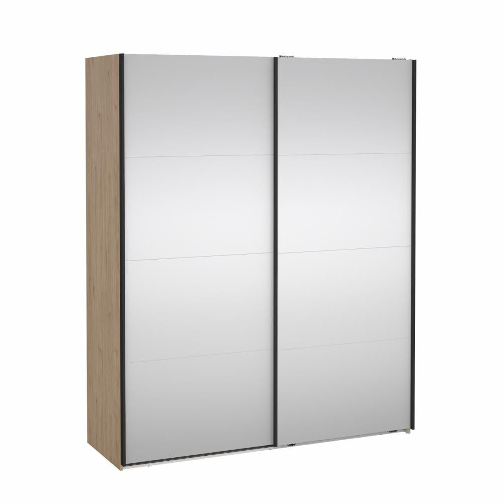 Bergamo Robe 2 Door Sliding Robe, Both Mirrored - Jackson Hickory 180cm