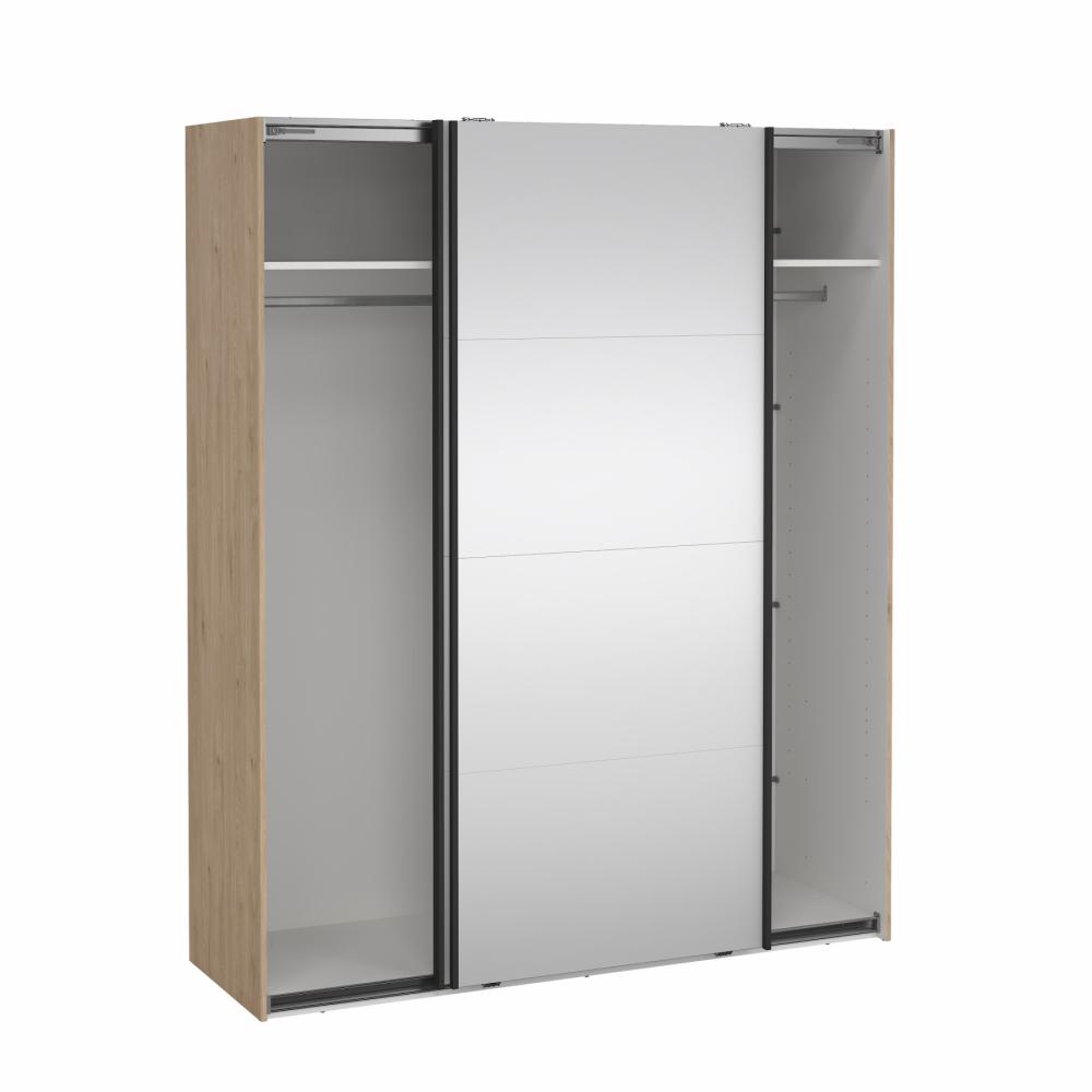 Bergamo Robe 2 Door Sliding Robe, Both Mirrored - Jackson Hickory 180cm