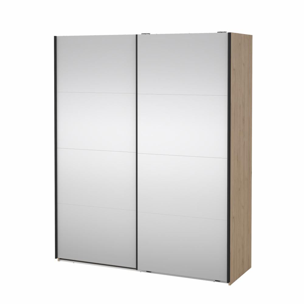Bergamo Robe 2 Door Sliding Robe, Both Mirrored - Jackson Hickory 180cm