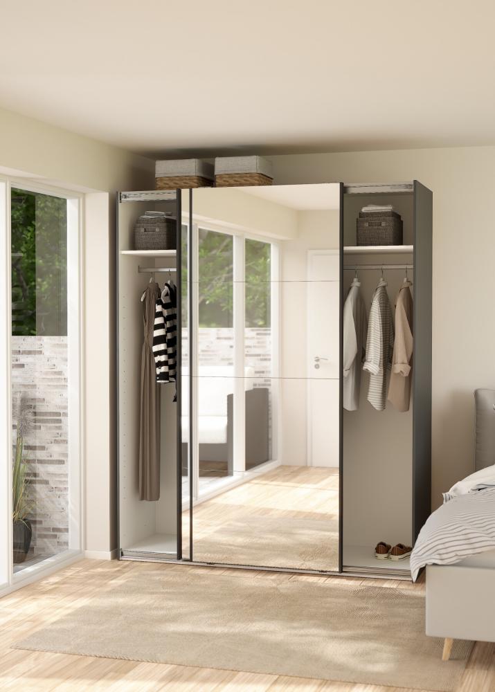 Bergamo Robe 2 Door Sliding Robe, Both Mirrored - Grey 180cm