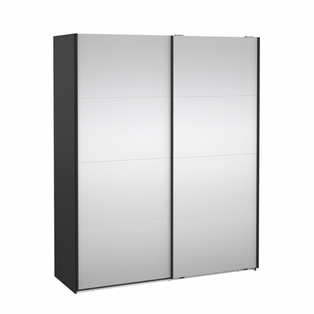 Bergamo Robe 2 Door Sliding Robe, Both Mirrored - Grey 180cm