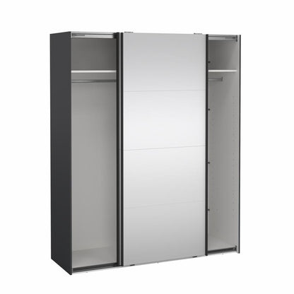Bergamo Robe 2 Door Sliding Robe, Both Mirrored - Grey 180cm