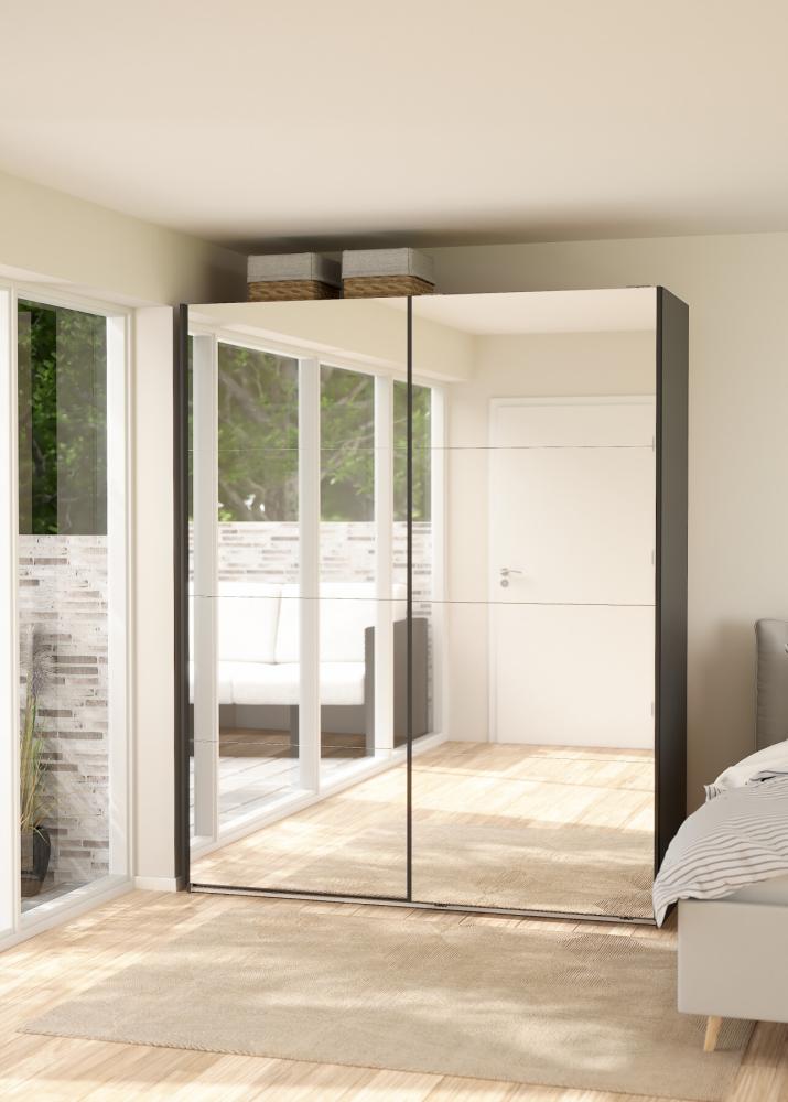Bergamo Robe 2 Door Sliding Robe, Both Mirrored - Grey 180cm