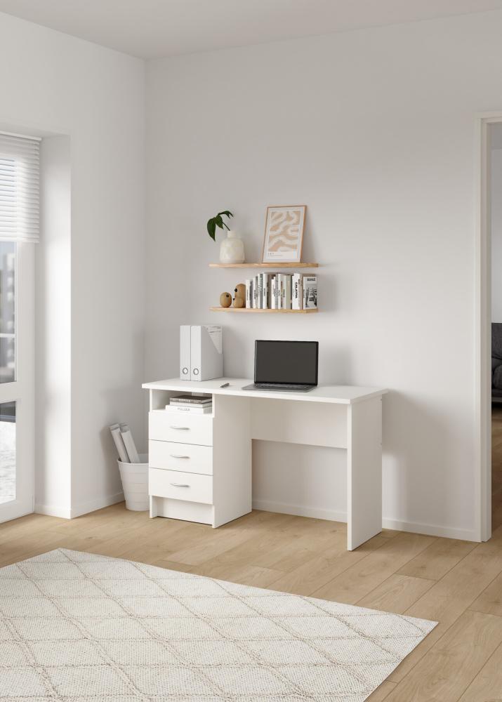 Function Plus Desk with 3 Drawers - White