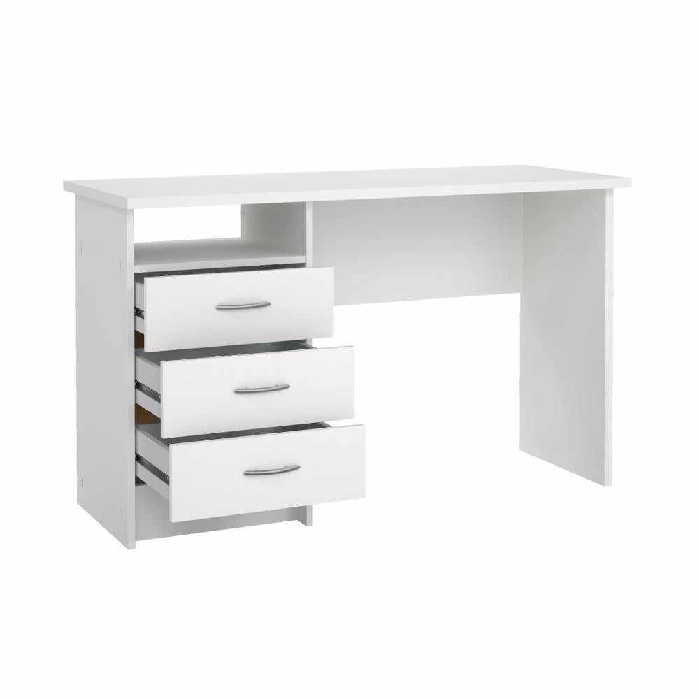 Function Plus Desk with 3 Drawers - White
