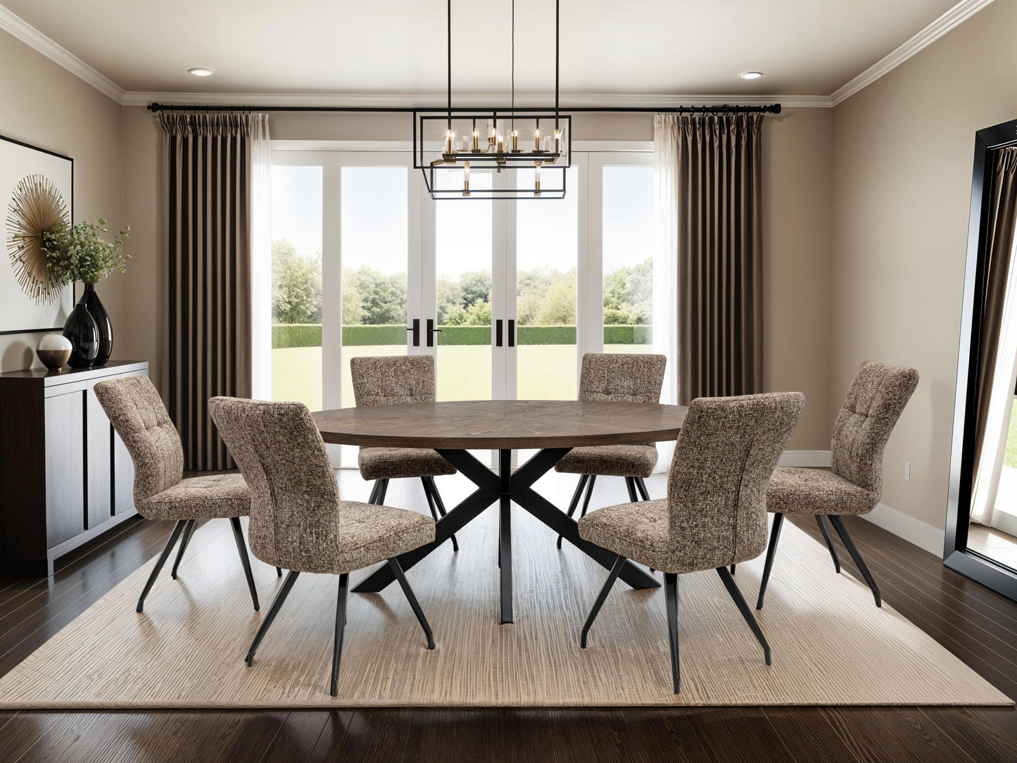 Antoine Dining Chair Set of 2, Sable/ Natural Mix Fabric