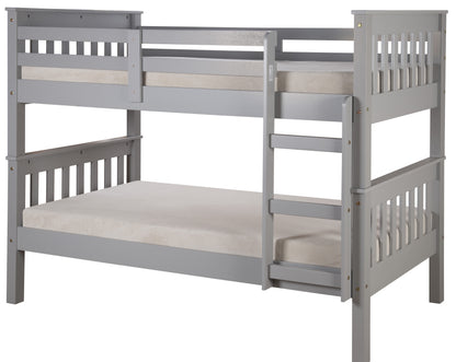 Alfie Bunk Bed - Grey With 2 Budget Mattress