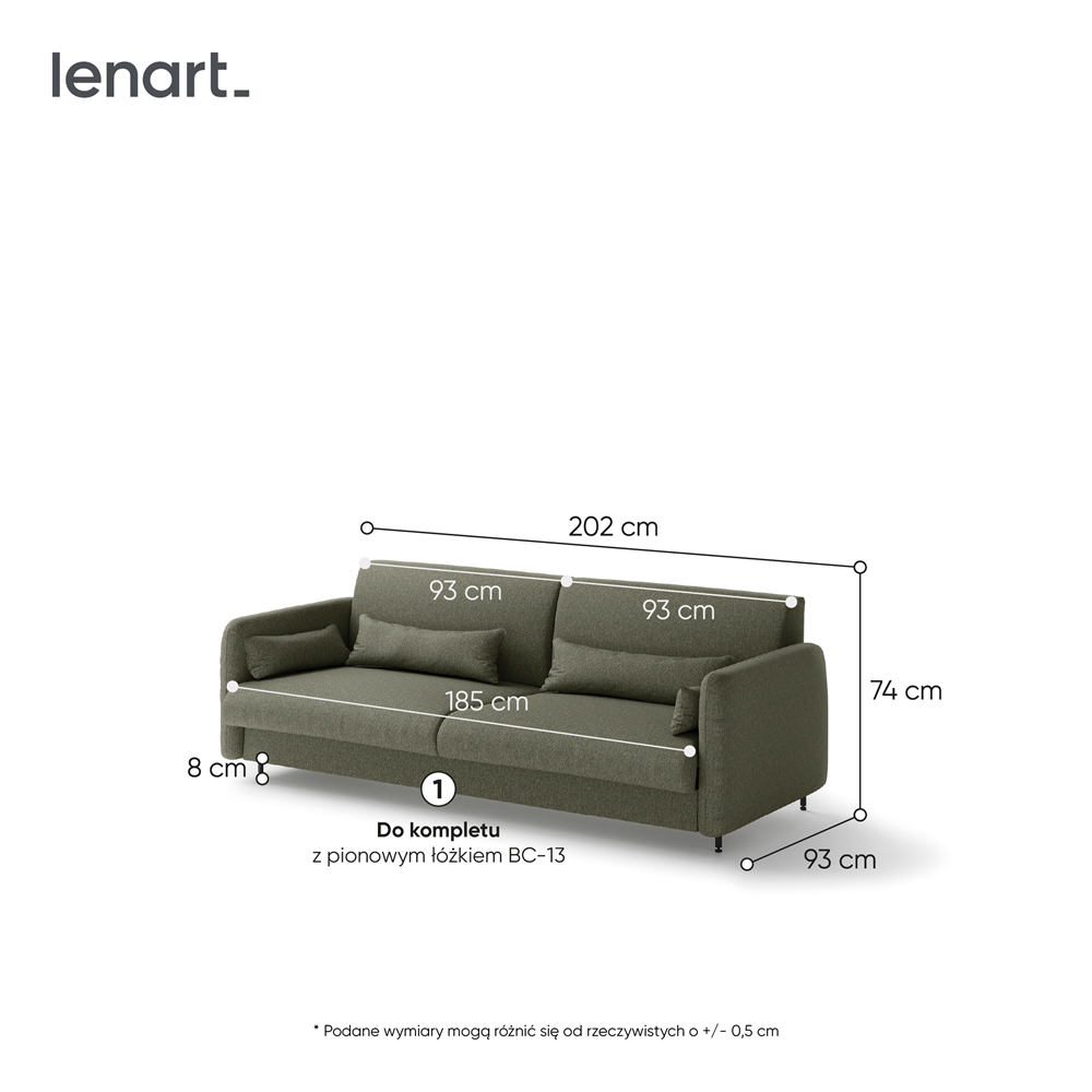 BC-35 Upholstered Sofa for BC-13 Vertical Wall Bed Concept 180 CM