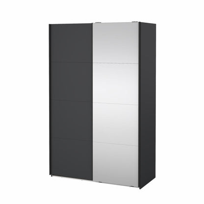 Bergamo Sliding Robe - 1 Mirrored Door + 1 Plain Door - Grey 140cm