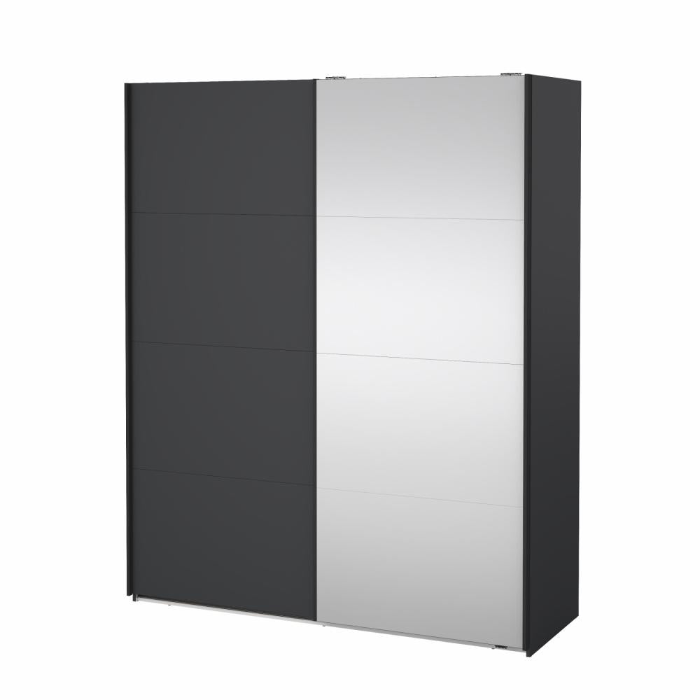 Bergamo Sliding Robe - 1 Mirrored Door + 1 Plain Door - Grey 180cm