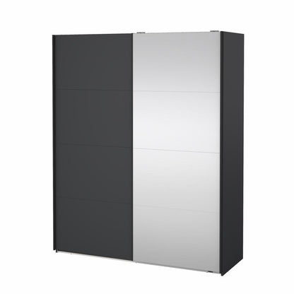 Bergamo Sliding Robe - 1 Mirrored Door + 1 Plain Door - Grey 180cm