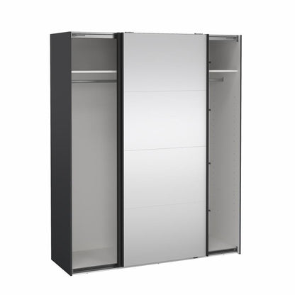 Bergamo Sliding Robe - 1 Mirrored Door + 1 Plain Door - Grey 180cm