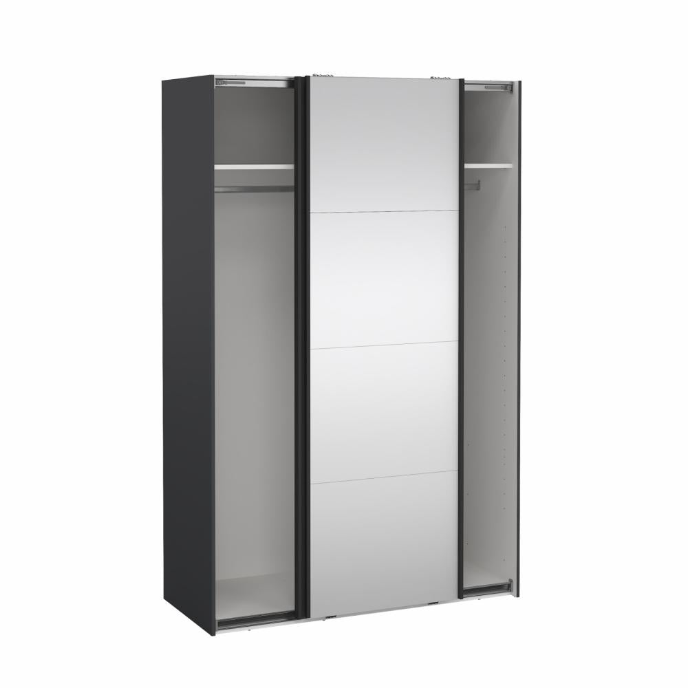 Bergamo Sliding Robe - 1 Mirrored Door + 1 Plain Door - Grey 140cm