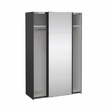 Bergamo Sliding Robe - 1 Mirrored Door + 1 Plain Door - Grey 140cm