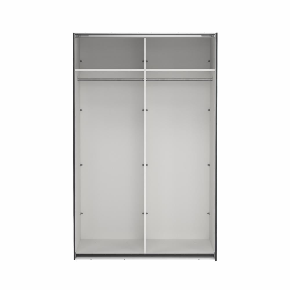 Bergamo Sliding Robe - 1 Mirrored Door + 1 Plain Door - Grey 140cm